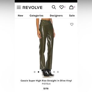 NWOT Pistola Cassie Super High Rise Vinyl Straight Pant